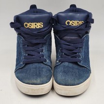 Osiris Blue Denim Skateboarding Shoes Hi Top Sneakers Size 4 - $22.72