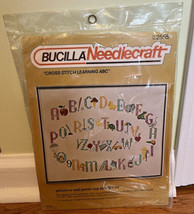 VTG Bucilla Needlecraft #2555 Cross Stitch Learning ABC Kit 20x24 NEW embroidery - £11.62 GBP