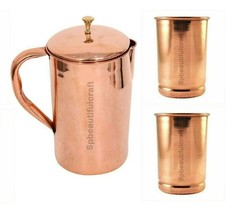 Copper Drinking Tumbler Water Pitcher Jug Smooth Plain Ayurveda Health B... - $33.98+