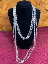 Vintage Silver Long S Chain signed Sarah Coventry + Gold Tone 3 in 1 Long Chain - £16.37 GBP