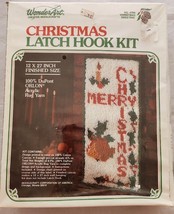Vintage WonderArt Christmas Greeting Latch Hook Rug Kit 4799 12x27&quot; Bran... - $24.75