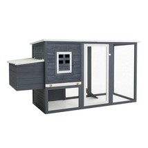 vidaXL Large Rectangular Chicken Coop Grey White Runs Door Latch Roof Vent - $274.21 CAD