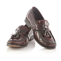 Cole Haan Dark Burgundy Leather Tassel Loafers Slip On Shoes Apron Toe Mens 9.5 - $34.47