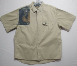 Mossy Oak Apparel 100% Cotton Shooter Short Sleeve Size XL Tan Camo Shirt - £15.67 GBP