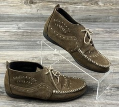 Vintage Minnetonka Womens Brown Suede Leather Ankle Boots Shoes Lace-Up ... - $18.81