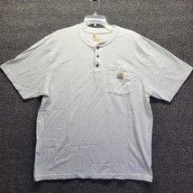 Carhartt Shirt Men&#39;s Sz L Gray Short Sleeve Rugged Henley Workwear Work - £11.56 GBP