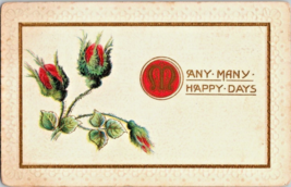 Postcard Birthday Greetings Rose Buds  Border Design Posted 1911 5.5 x 3.5 - £6.84 GBP