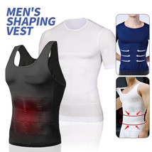 Men&#39;s Shapewear Vest Body Shaper Slimming Tummy T-Shirt Breathable Tank Top - £7.16 GBP+
