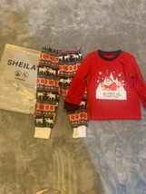 Toddler Size 2T Sheilay Christmas Holiday Pajamas Red Santa Reindeer Fam... - £11.99 GBP