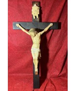 Antique American Large Luminous Crucifix Christ Corpus on Wooden Christi... - $3,403.31 MXN