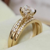 14K Yellow Gold Over 1.50 CT. T.W. Round Diamond Womens Wedding Bridal Ring Set - £81.16 GBP