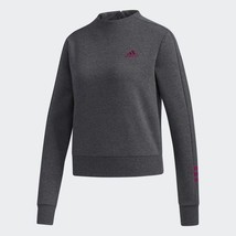 adidas womens Essentials Comfort Mock Crew Sweatshirt Dark Grey Heather ... - $19.04