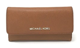 Michael Kors Jet Set Large Trifold Wallet Brown Leather 35S8GTVF7L Luggage FS - £61.84 GBP