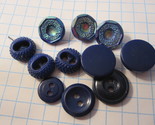 Vintage lot of Sewing Buttons - Mix of Blues Rounds, Prickly, Octagons - £11.07 GBP