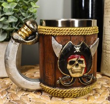 Ebros Pirates of Caribbean Captain Hook Skull W/ Cross Swords Coffee Mug 12oz - £20.70 GBP