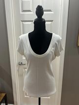 THEORY White Short Sleeve Scoop Neck Ribbed Top - $24.75
