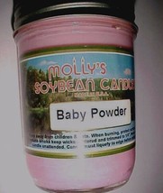 Molly&#39;s Soybean Baby Powder Candle Vintage Pink U.S.A. 8 oz Jar New - £11.25 GBP