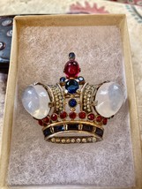 Alfred Philippe Trifari 1944 Large Sterling Silver King Crown Brooch Pat 137542 - $350.63
