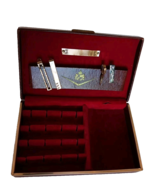 Mens Jewelry Box 4 Tie Clips VTG BABCOCK Hand Painted Hand Tufted Leathe... - $527.41 MXN