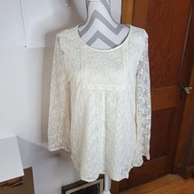 Womans Indigo Soul 100% Cotton Lace Lined Long sleeve top Size XL - $21.36