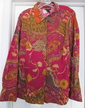 Lane Bryant Women&#39;s Shirt Top Blouse Cotton Blend L/S Paisley Size 18/20 - £18.55 GBP