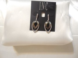 INC 1-3/4&quot; Silver Tone Grey Stone Pave Crystal Dangle DroP Earrings Y458 - £11.32 GBP
