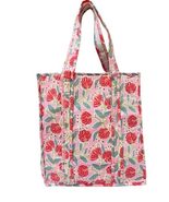 Vintage Floral Large Cotton Quilted Tote Bags Lightweight Shopping Bags Daily fo - $29.39