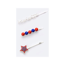 New 3 PC Stylish Unique Blue &amp; Red Mississippi Team Color Bobby Women Pins Set - £5.53 GBP