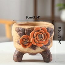 Garden Accessories Vintage Large Hand Painted Ceramic Succulent Flower Pot Offic - £21.49 GBP