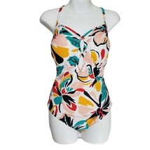 Beach Betty Slimming White Multicolor Floral Criss Cross One Piece Swims... - £19.65 GBP
