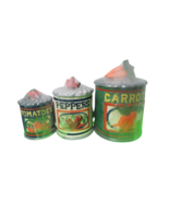 Vegetable Canister Set Of 3 Jay Imports 1996 Carrots Peppers Tomatoes Ceramic - $59.40