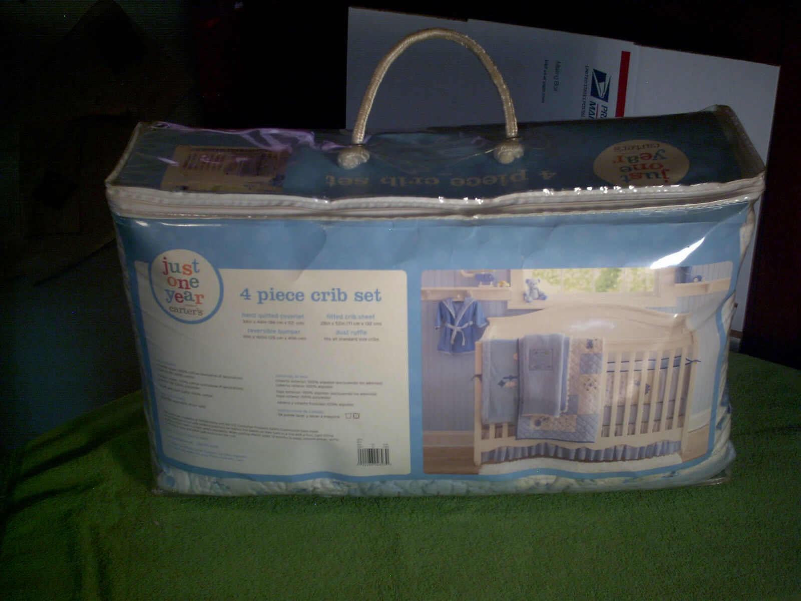 Just One Year By Carters 4 Piece Crib Set Blue Bear & Airplane Boys 2006 Unused - $77.00