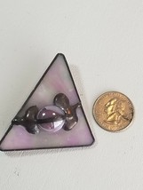 Hand Crafted Triangular Estate Pin Iridescent Stained Glass Lead Connoll... - $14.80