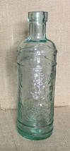 Albi Embossed Grapes Green Tinted Glass Decanter No Stopper Bottle Bud Vase - £7.13 GBP