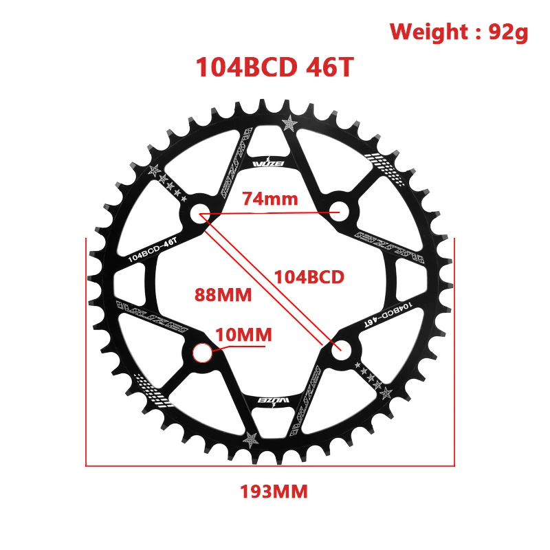 WUZEI 104BCD Bicycle Chainring 40T 42T 44T 46T 48T 50T 52T Narrow Chain ... - £100.68 GBP