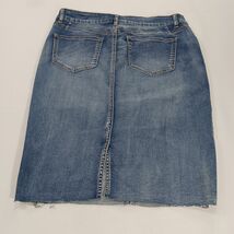 One 5 One MS20270Z Women's Blue Pencil Stretch Denim Slit Skirt Pockets Size L image 2