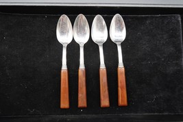Vtg Set of 4 Caramel or Toffee Bakelite Spoons Stainless Steel Flatware - $548.60 MXN