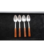 Vtg Set of 4 Caramel or Toffee Bakelite Spoons Stainless Steel Flatware - $29.99