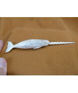 Whale-w129 little white Narwhal Whale of shed ANTLER figurine Bali sea u... - $2,311.17 MXN