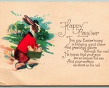 Anthropomorphic Bunny W Cesto Di Chicks Happy Pasqua Unp DB Cartolina F8 - $10.20