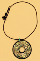 Chan Luu Horn and Abalone Round Pendant with Turquoise and Leather Cord  - £118.69 GBP