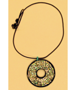 Chan Luu Horn and Abalone Round Pendant with Turquoise and Leather Cord  - £117.44 GBP