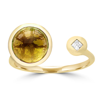 925 Sterling Silver Yellow Gold Plated Cubic Zircon Citrine Ring Size 7 - £37.90 GBP