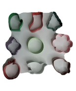 Cookie Cutters 9 Count Assorted Colors Shapes Up to 3.5&quot; Wide Metal Tin  - $4.80