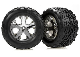 Traxxas Part 3669 Tires &amp; wheels Chrome assembled glued Talon Stampede New - £37.76 GBP