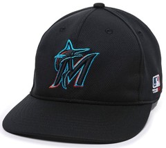 Miami Marlins MLB OC Sports Q3 Mesh Black New Logo Hat Cap Adult Mens Adjustable - £14.95 GBP