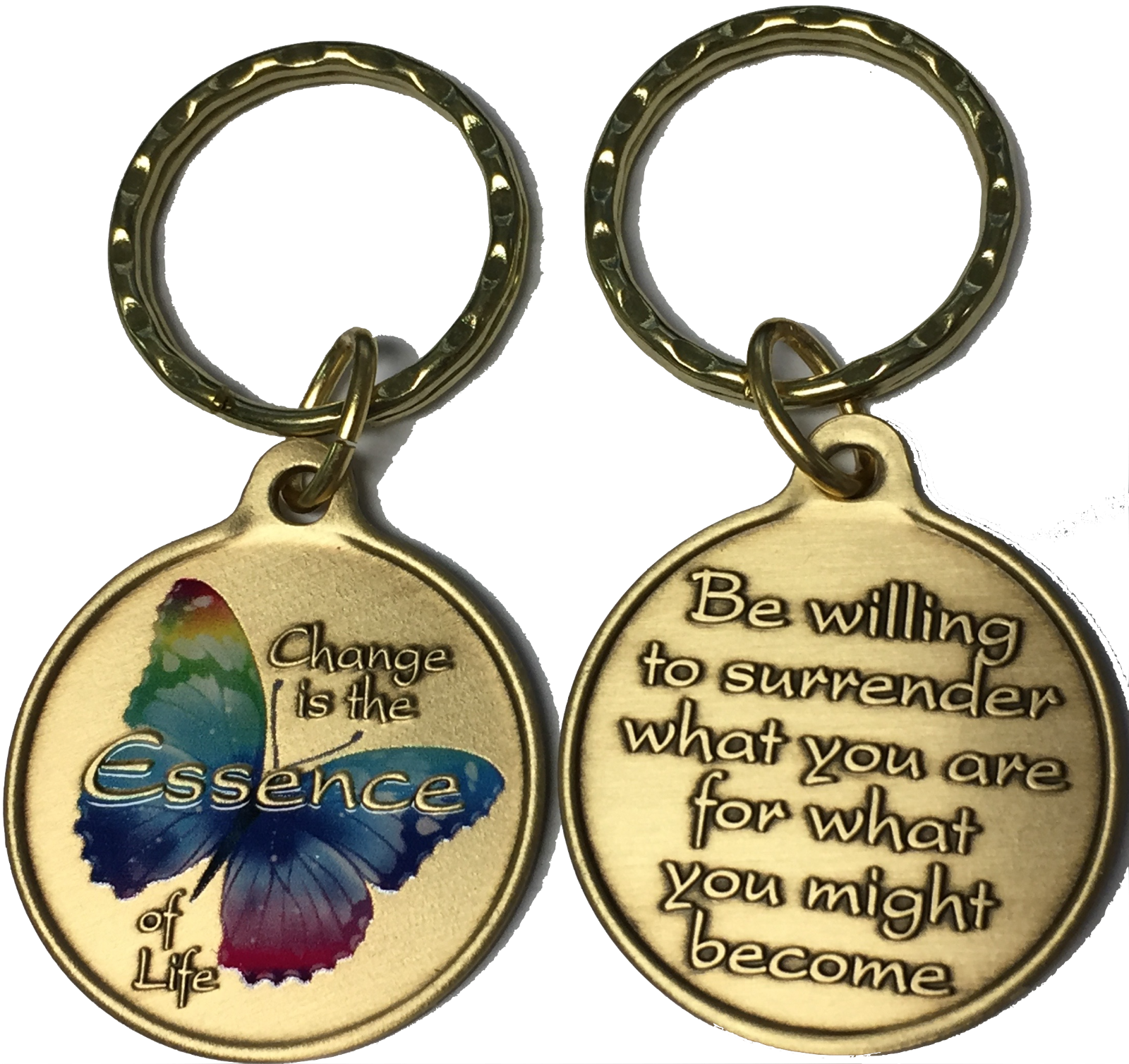 Change Essence of Life Color Butterfly Surrender Keychain Bronze  Key Chain - £13.36 GBP
