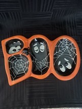 Halloween candy dish black and orange cobwebs spiders Halloween table decor - $12.00