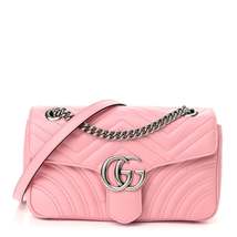 Gucci Calfskin Matelasse Small GG Marmont Shoulder Bag Wild Rose - £2,167.52 GBP