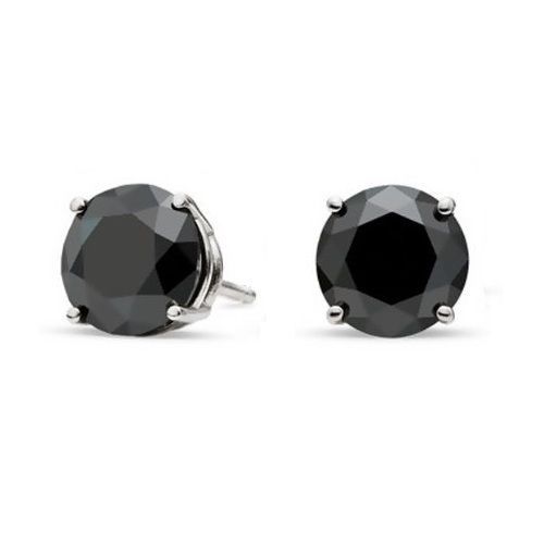 Black Round Cut Zirconia CZ Sterling Silver Basket Set Men Unisex Stud E... - $9.49+